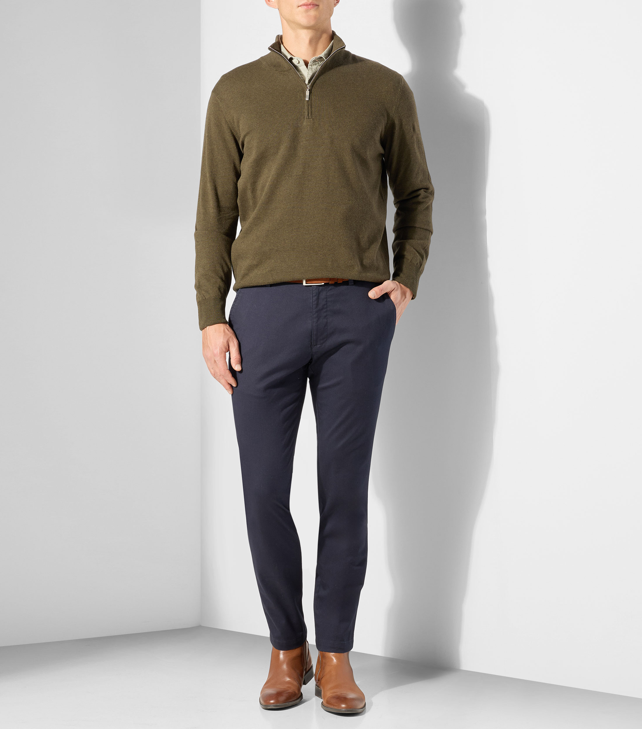 Camisa lisa con manga larga Hombre
